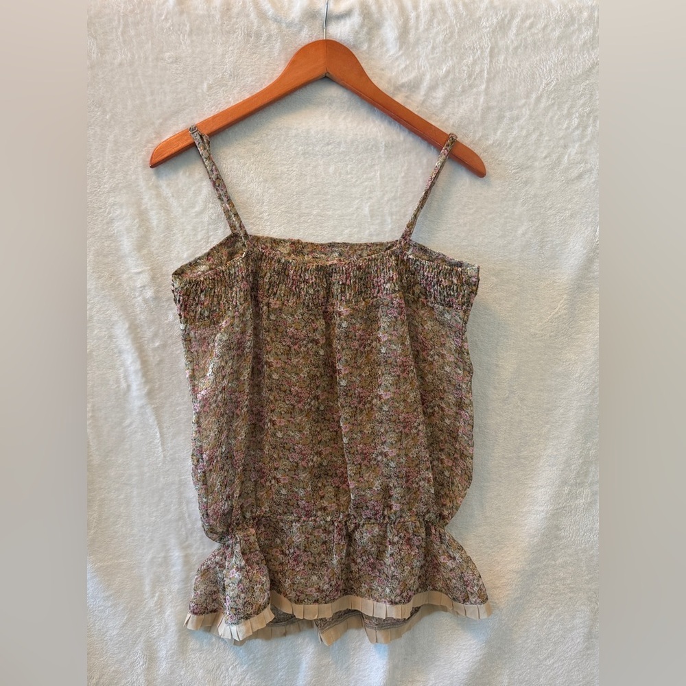 Women’s ANDREE Floral Smocked Cami Top with Ruffle Hem Size L - Picture 2 of 3